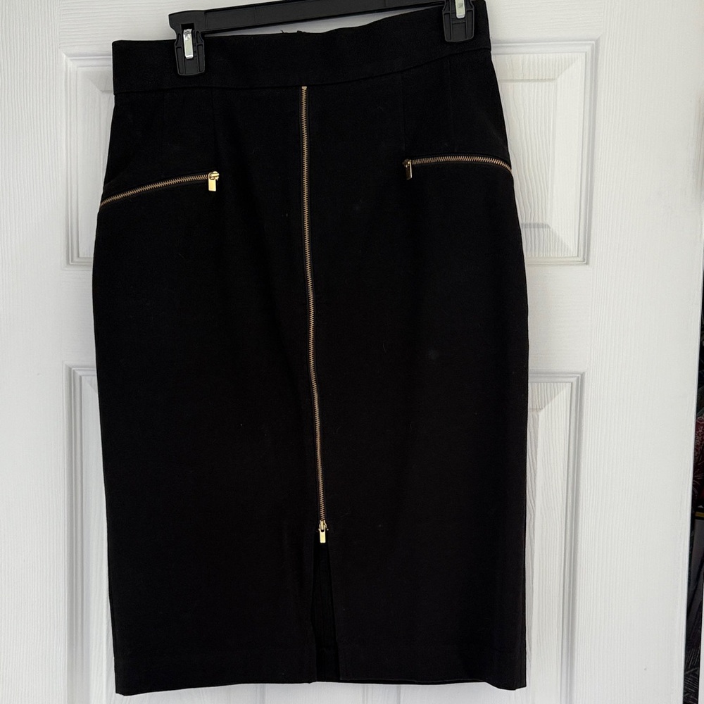 Banana Republic Black Pencil Skirt with Gold Zippers